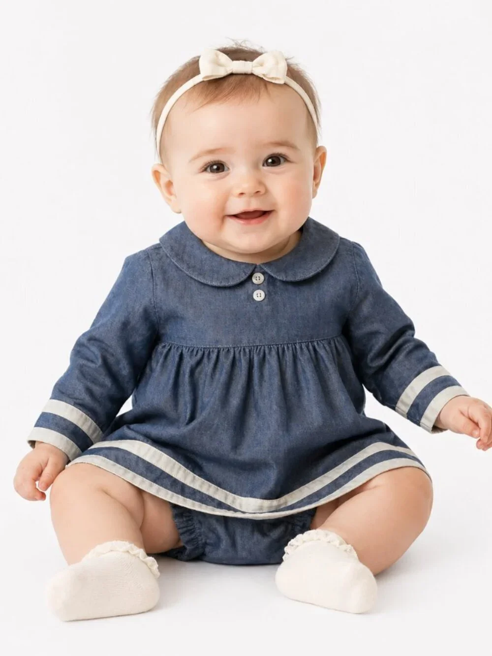 BABY GAP Blue Chambray Denim 2-Pc Outfit Dress Newborn 3-6 Mos